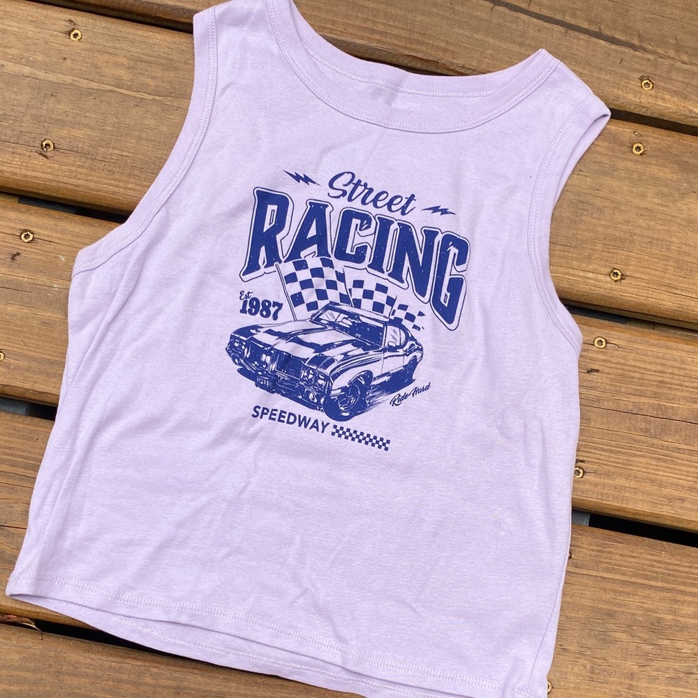 Street Racing crop Tank Top - Purple